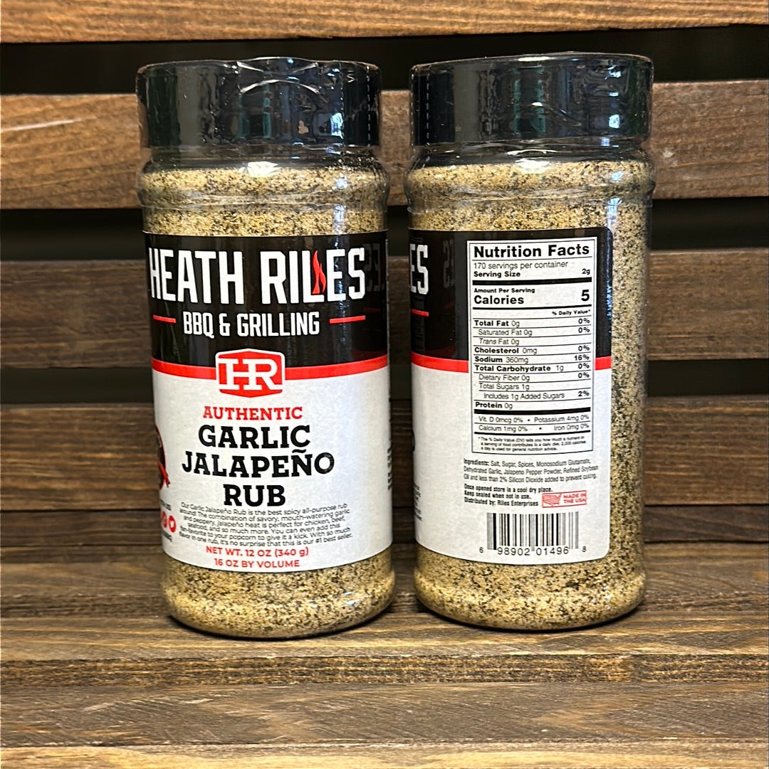 HEATH RILES - GARLIC JALAPEÑO RUB SHAKER 10oz