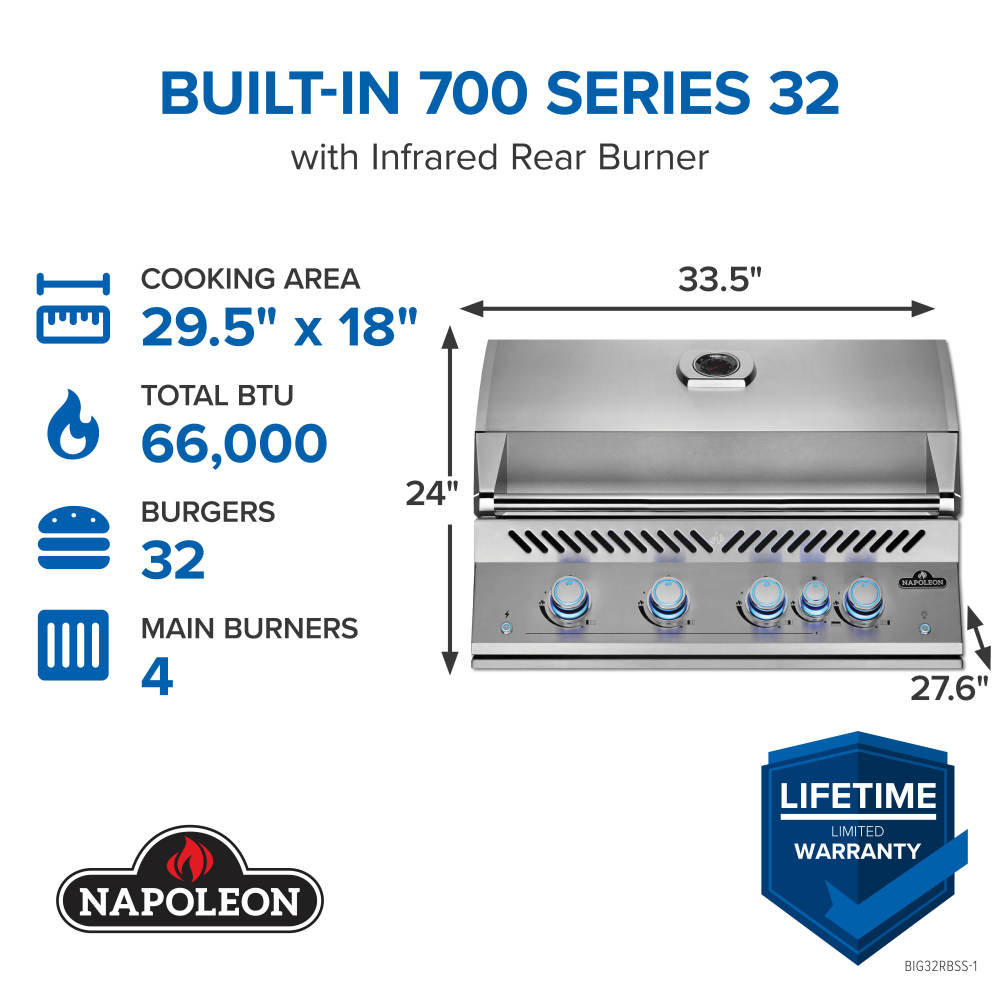 Built-In 700 Series 32 with Infrared Rear Burner - Napoleon