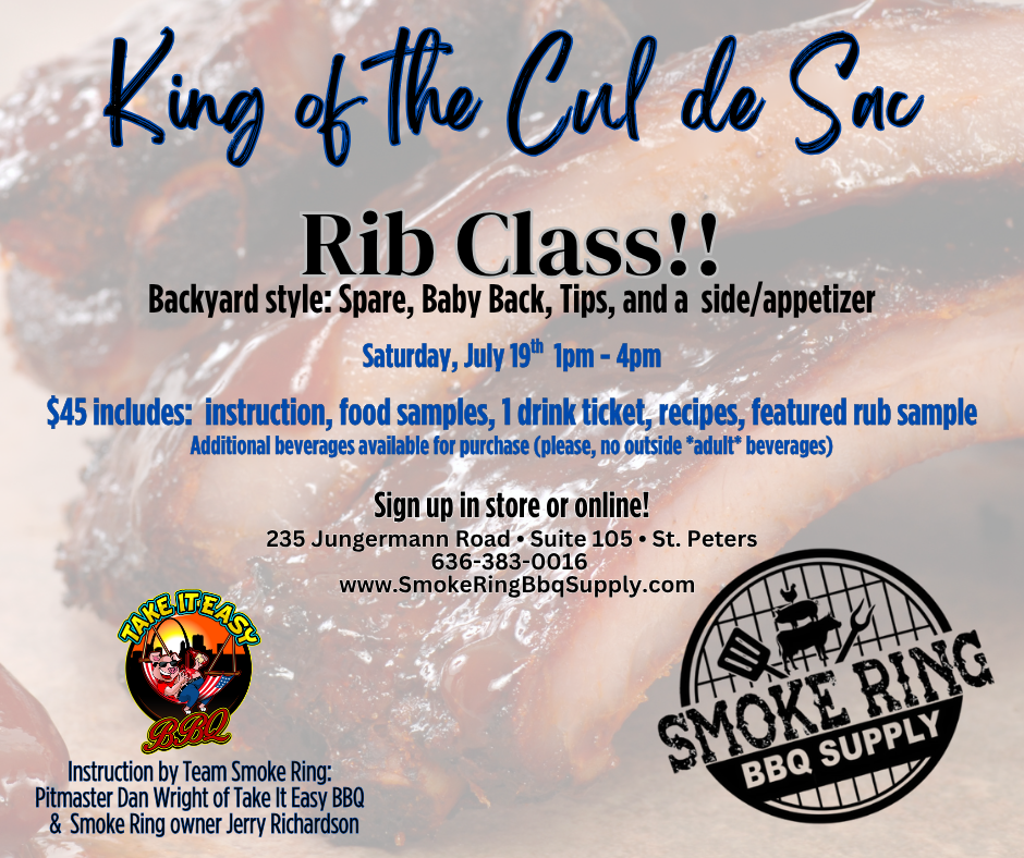 Rib Class - 1pm-4pm AFTERNOON SATURDAY July 19