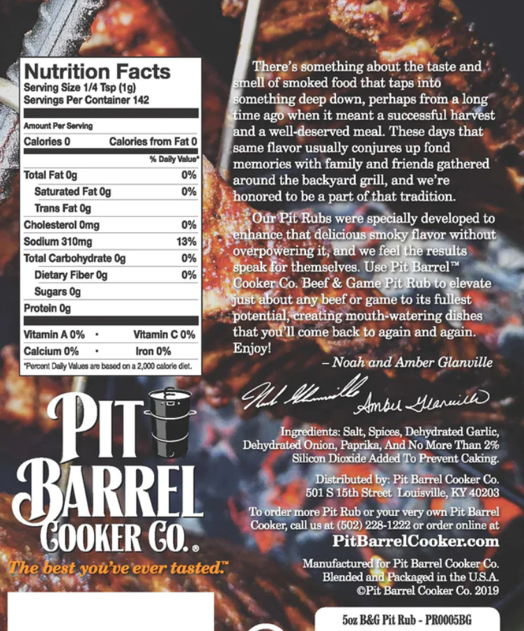 PIT BARREL BEEF & GAME PIT RUB 5 OZ.